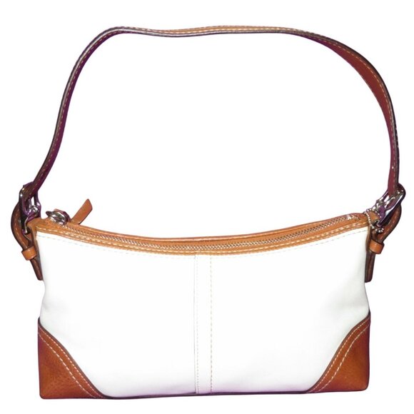 Coach 2007 Hamptons Cream & Tan Leather Demi Bag Baguette - Picture 3 of 13